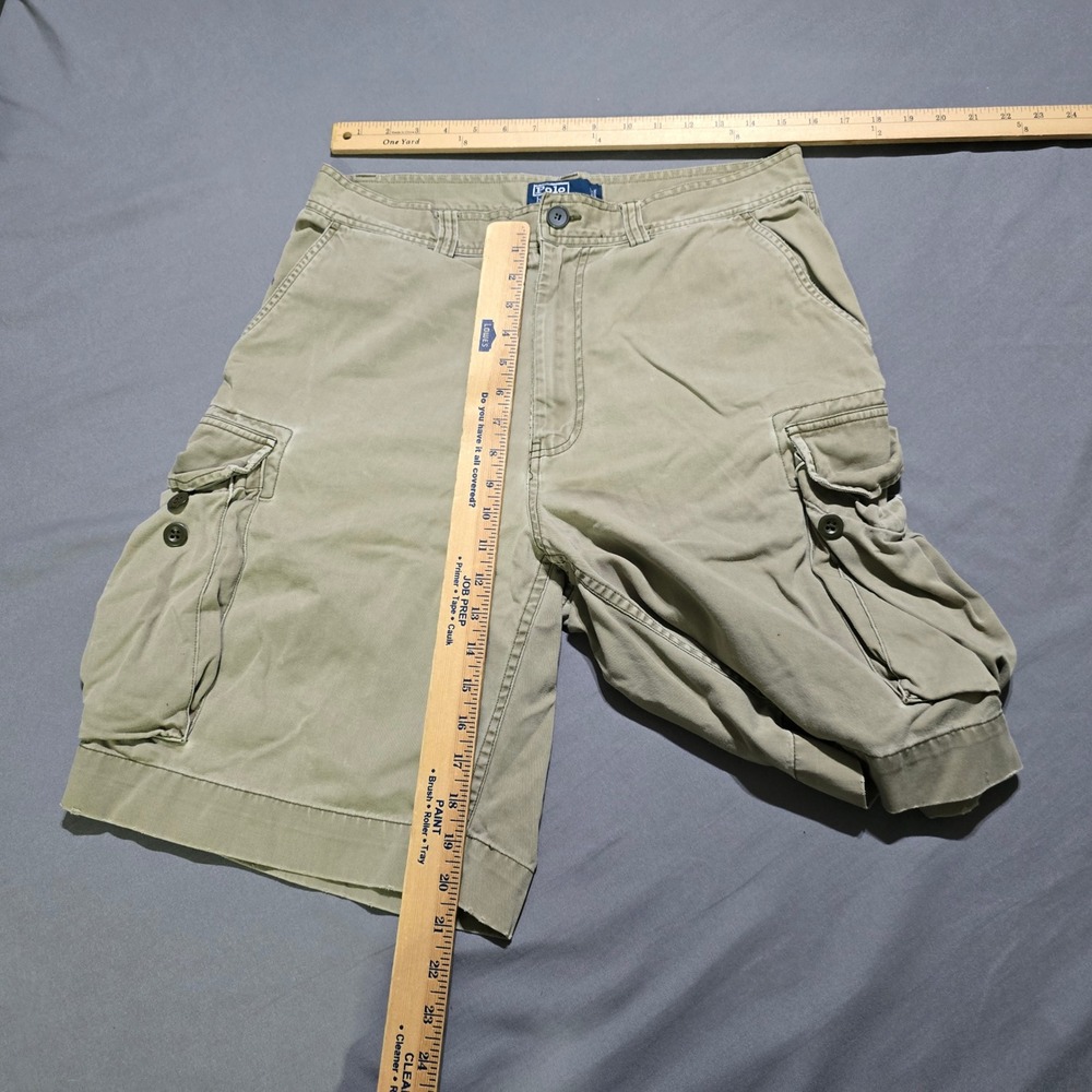 Polo Ralph Lauren Cargo Shorts Mens 32 Khaki Distressed Utility Cotton - Picture 4 of 10